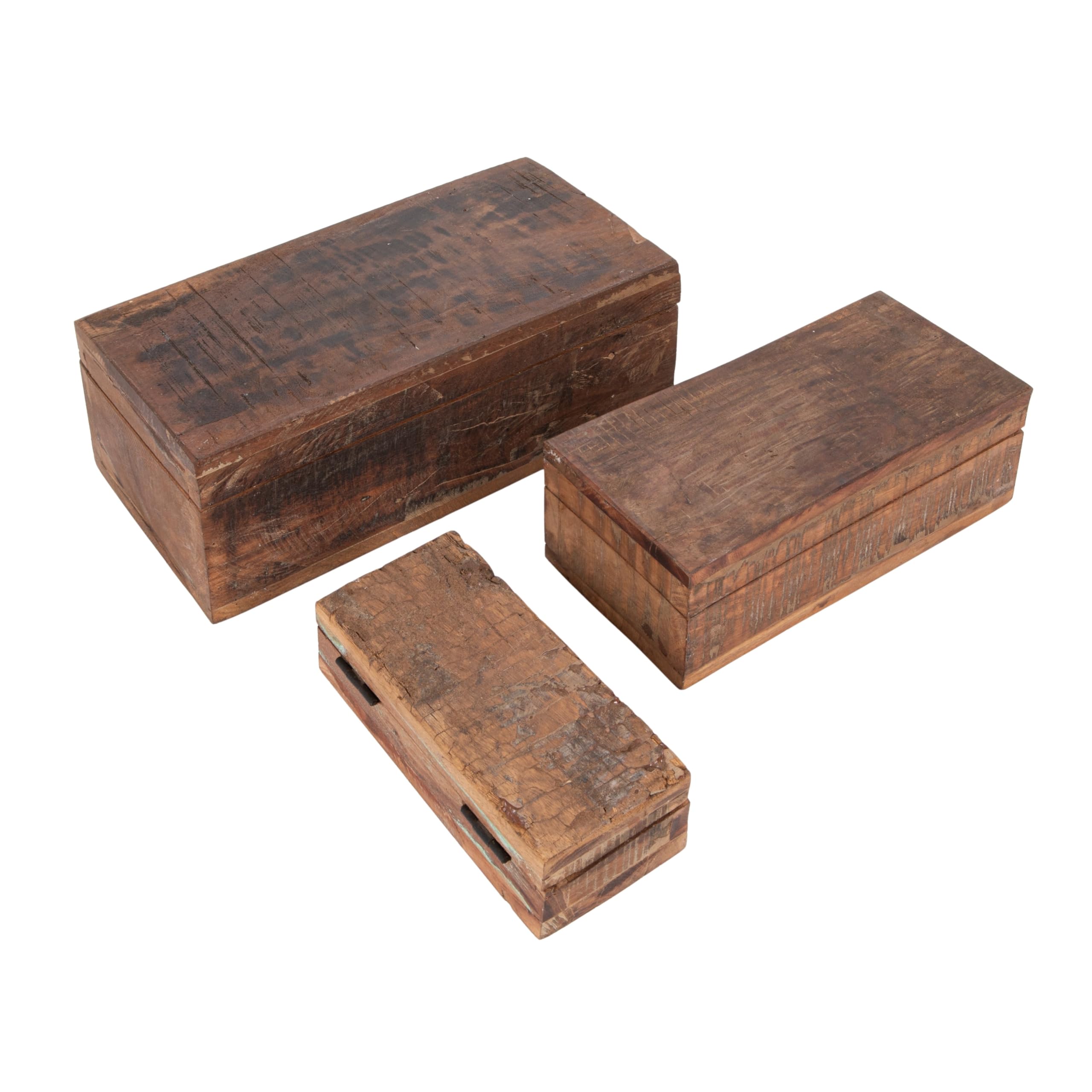 Amazon.com: Reclaimed Vintage Wood Boxes, Set of 3 Sizes, Natural